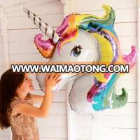 117*87cm New Design Large Size Cartoon Unicorn Head Foil Mylar Helium Balloons